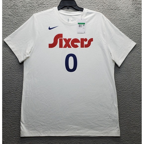 NBA Philadelphia 76ers Tyrese Maxey #0 Nike Tee Shirt Basketball Mens XL White - Picture 1 of 8